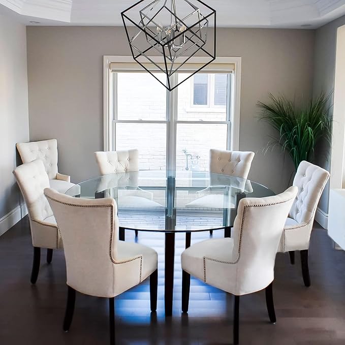 60" Inch Round Glass Table Top 1/4" Thick Flat Polish Edge Tempered by Fab Glass and Mirror