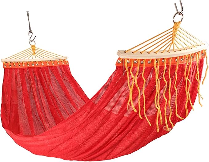 Camping Hammock Bed Hanging Rope Swing Camping Hammock Ice Mesh Thickened Webbing Fixed Outdoor Furniture Leisure Sleeping Summer Travel Hammock Swing (Color : Red)