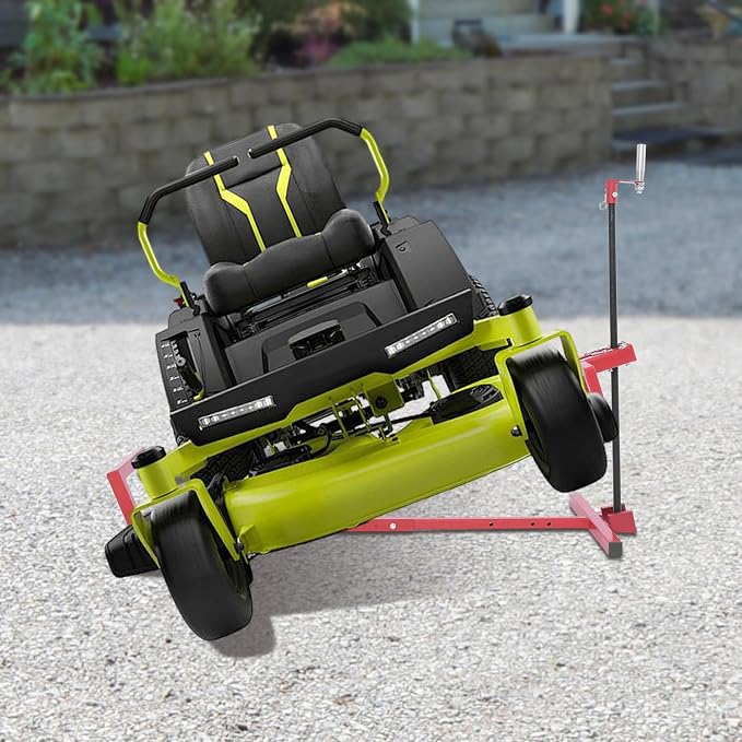 Lawn Mower Lift Jack,880 Lbs Capacity Telescopic Maintenance Jack Lawn Tractor Lift Tools Repair Bracket with Crank Handle,Foldable Ride on Lawn Tractor Lifter for Lawn Mowers and Garden Tractors,Red