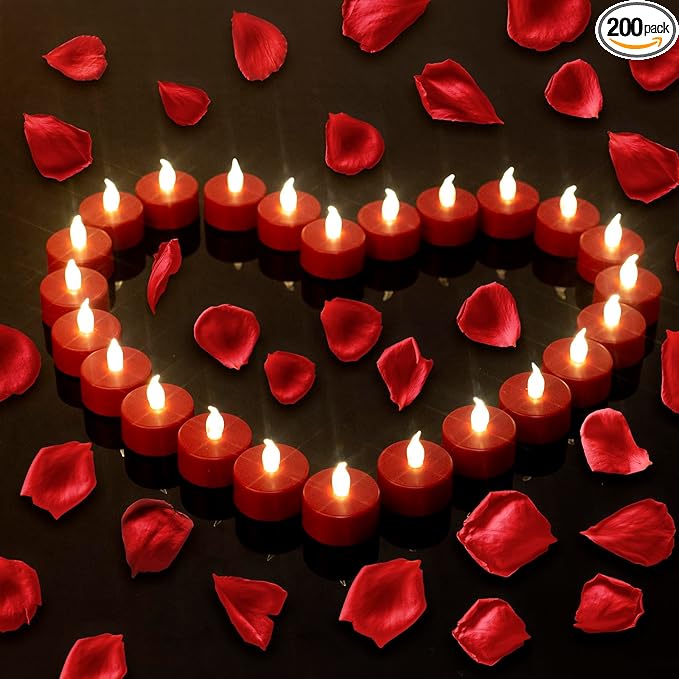 Tea Light, 100 Pack Flameless LED Tea Lights Candles Flickering red 200+ Hours Battery-Powered Tealight Candle. Ideal for Party, Wedding, Birthday, Gifts and Home Decoration (Red)