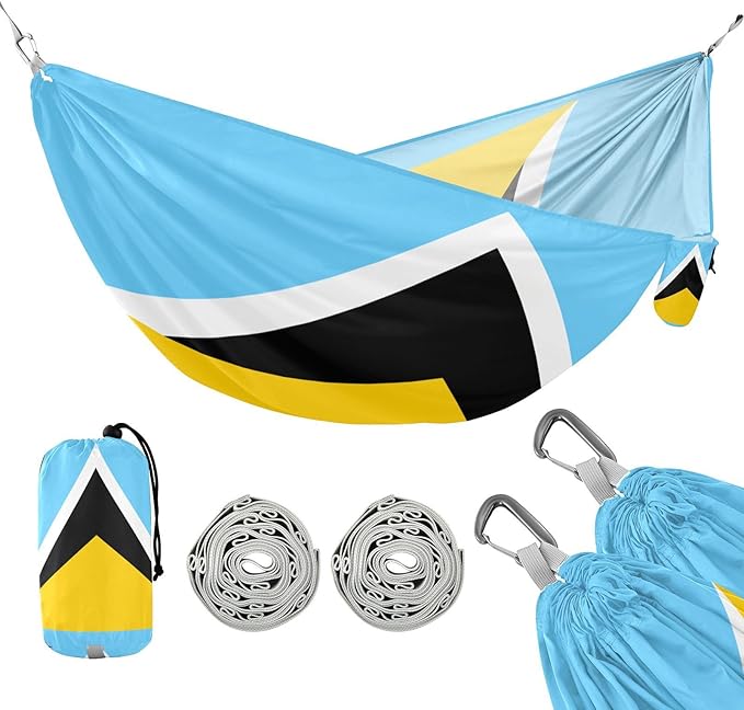 National Flag of Saint Lucia Hammocks with Portabl Carry Bag Backyard Hammock for Indoor Outdoor Patio