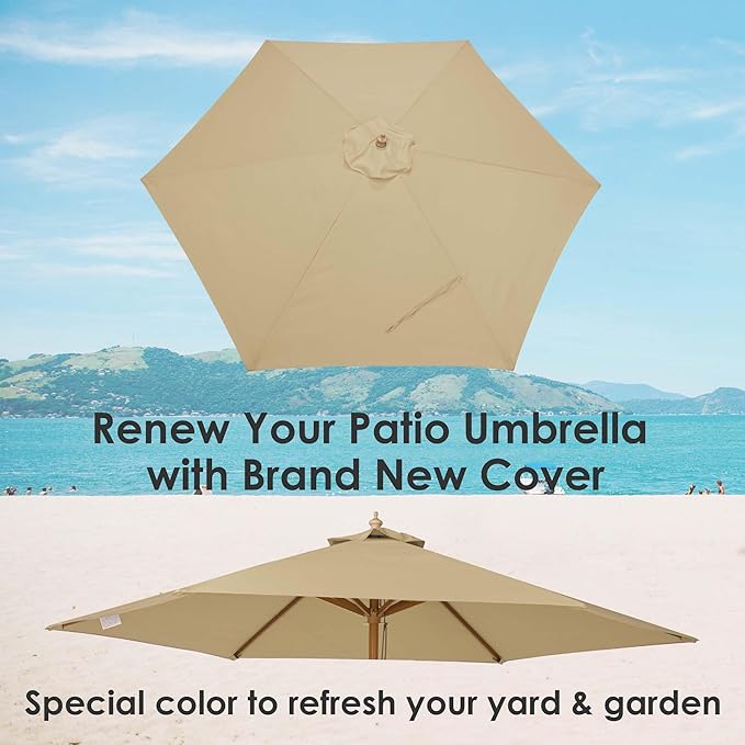 Yescom Patio Umbrella Replacement Outdoor Canopy Beach Backyard Market Table Top Cover