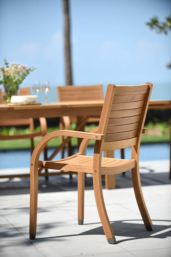 Amazonia Berlin 9-Piece Rectangular Extendable Patio Dining Set | Teak Finish | Ideal for Outdoors and Indoors