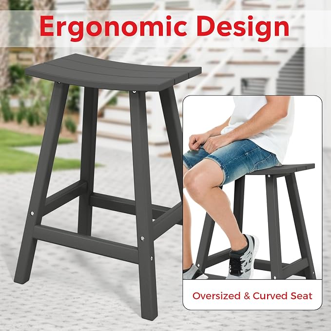 Costaelm Outdoor Bar Table, 37" Counter Height Round Patio Cocktail Bar Table, Patio Bar 3-Pieces Set Bistro Dining Pub Table for Front Porch Deck, Backyard, Garden, Gray