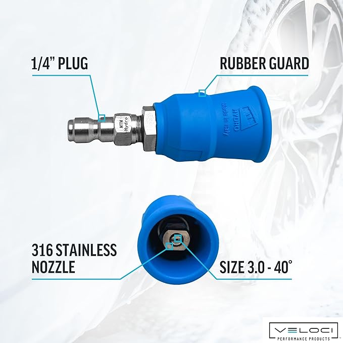 MTM Hydro Acqualine Pressure Washer Nozzle Guard Holder Tips Protector with 1/4” Quick Coupler Plug, 40 Degrees 3.0 Commercial Grade