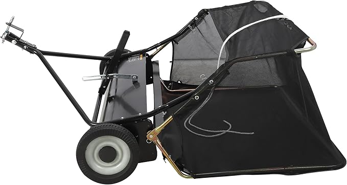 Tow Behind Lawn Sweeper, 50" Pull Behind Collector – Large Capacity Leaf & Grass Collector with Adjustable Height, Dumping Rope Design for Debris and Lawn Clippings
