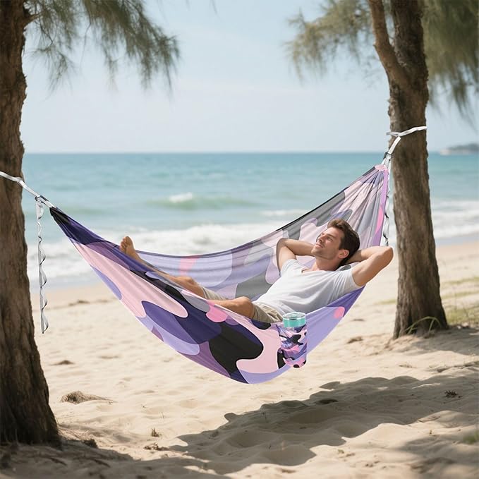 Camouflage Purple Pink 330lb Capacity Outdoor Hammocks Fabric Hammock for Outside Patio Backyard Poolside hamaca para adultos