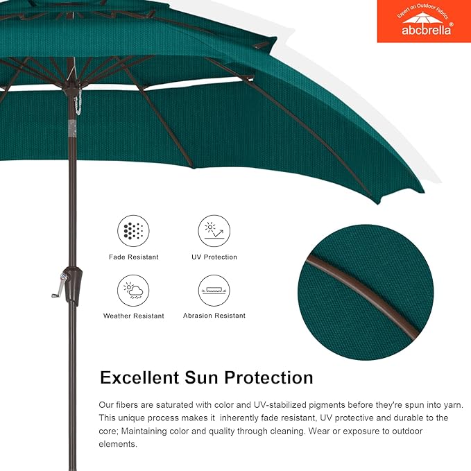ABCCANOPY 5-Year 10-Year No Fading 9FT 3 Tiers Patio Umbrella, Outdoor Table Umbrella with 8 Sturdy Ribs for Deck, Backyard, Garden, Yard