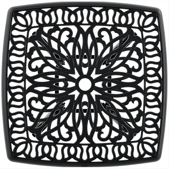 Outdoor 21" Cast Aluminum Square Side Table Set of 2 End Table for Patio, Backyard, Pool, Indoor Companion, Easy Maintenance and Weather Resistant, Black