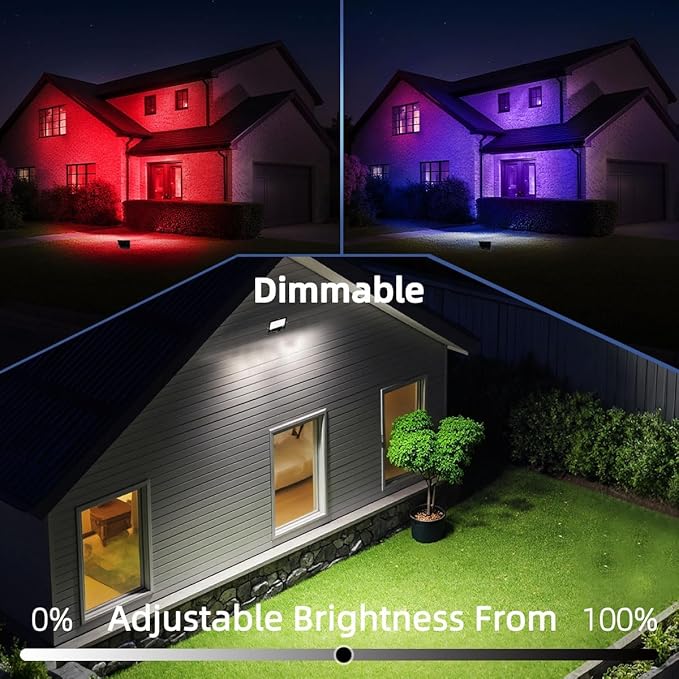 ILC LED Flood Light 50W Outdoor RGB Color Changing, Smart Floodlights RGBW 2700K Warm White & 16 Million Colors, 20 Modes, Grouping, Timing, IP66 Waterproof (2 Pack)