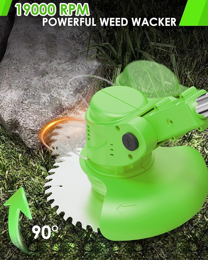 Cordless Weed Wacker, 2-in-1 stringless Weed Wacker, Foldable 2.0Ah Battery Powered Weed Trimmer Stringless Grass Trimmer/Edger Lawn Tool for Yard Lawns Garden