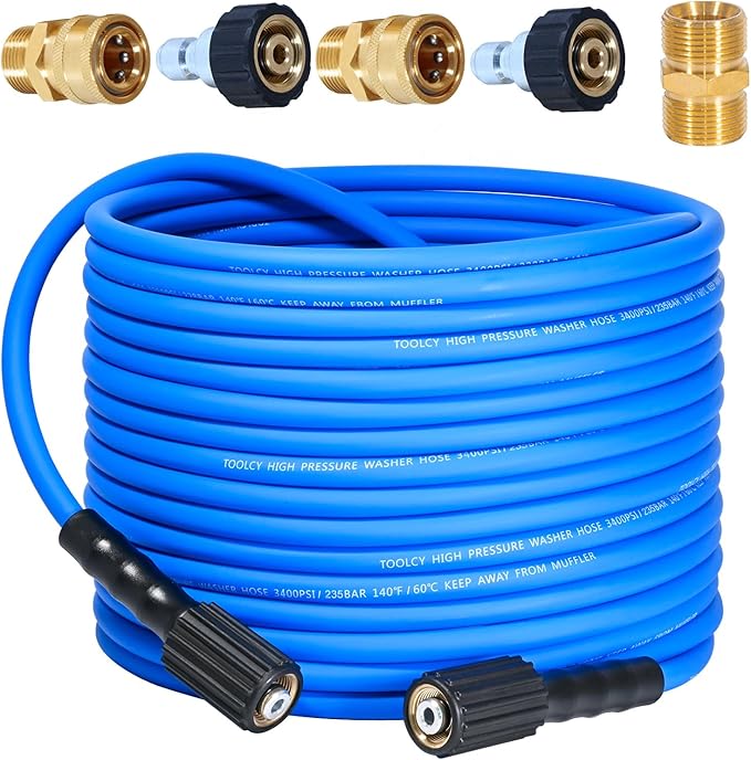 TOOLCY Pressure Washer Pump and Hose Kit, 3/4" Shaft 3200 PSI 2.5 GPM Pump, 50 FT 1/4" Kink Resistant Hose with M22-14mm and 3/8" Quick Connect, Compatible with Honda Simpson