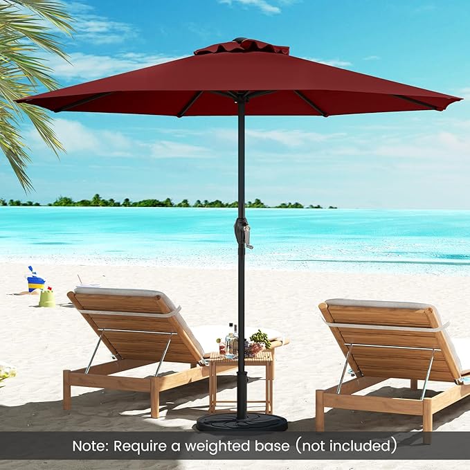8.5 FT Patio Umbrella Outdoor Table Umbrella, Market Umbrella with Crank Handle, 8 Sturdy Ribs, Air Vent & Sun-Protective Canopy, Parasol for Garden, Backyard, Deck & Pool