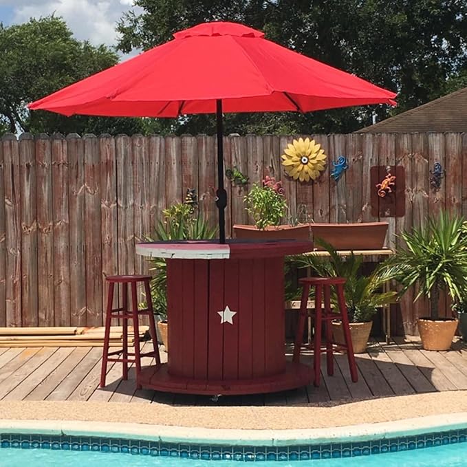 Patio Umbrella Cover Canopy Replacement Top for 8 Ribs, Fade Resistant Outdoor Table Market Umbrella Canopy Cloth for Garden/Deck/Backyard/Pool