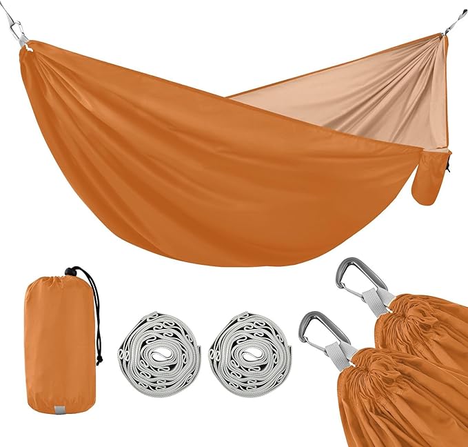 Chocolate Orange Solid Color 330lb Capacity Hammocks for Camping with Portabl Carry Bag Rope Hammock for Indoor Outdoor Patio hamacas para Deck