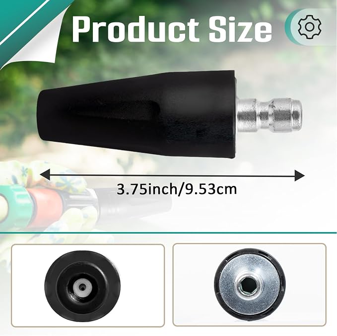 2 Pcs 2000 PSI Turbo Nozzle Pressure Washer Replacement Compatible with Greenworks 5201402, 1/4-Inch Quick Connect, Rotary Pressure Washer Nozzle