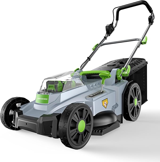 40V Cordless Lawn Mower, 17 Inch Electric Battery Powered Lawn Mower with 2x4.0Ah Batteries, 6 Height Adjustment, 50L Grass Bag, 1200W Brushless Motor, 40min Runtime for 500㎡ Yard