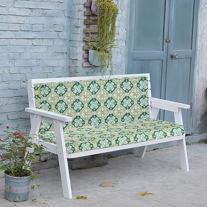 FUNHOME Outdoor Cushion Covers,42" x 18" x 3", No Insert! Patio Cushion Covers Replacement for Outdoor Furniture,Water Resistant Patio Bench Loveseat Covers 1 Pack, Green Medal (Covers ONLY)