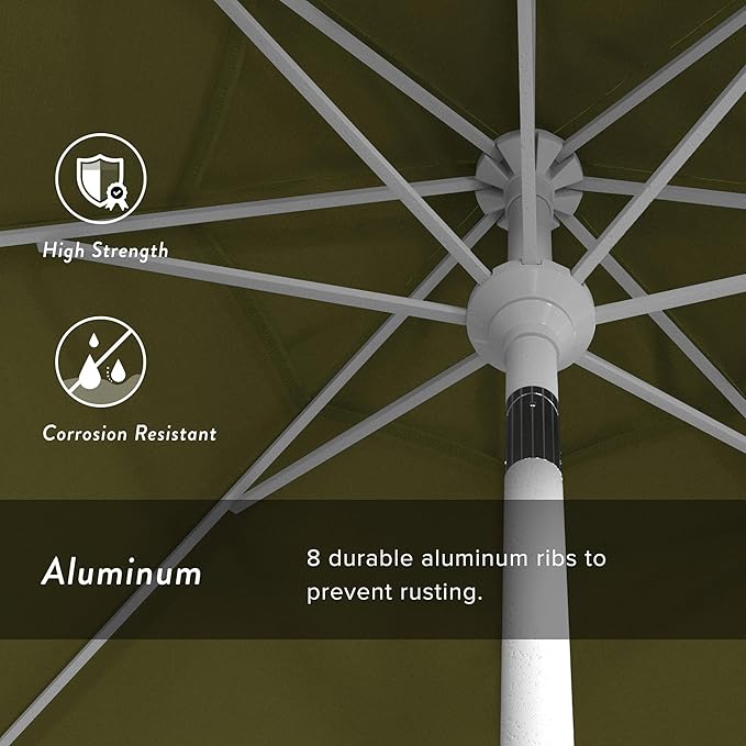 California Umbrella 7.5' Rd. Aluminum Patio Umbrella, Crank Lift, Collar Tilt, White