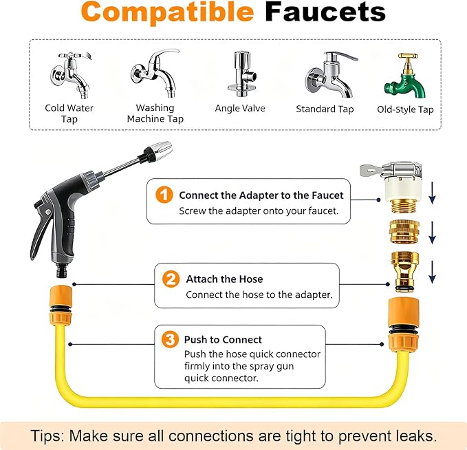 Aquoxis Pressure Washer, High-Pressure Gun Stainless Steel Handheld with 360° Rotating for 3 Spray Modes Effortless Dirt & Stain Removal Quick and Easy Installation Used for Garden Patio Car (1 Pack)