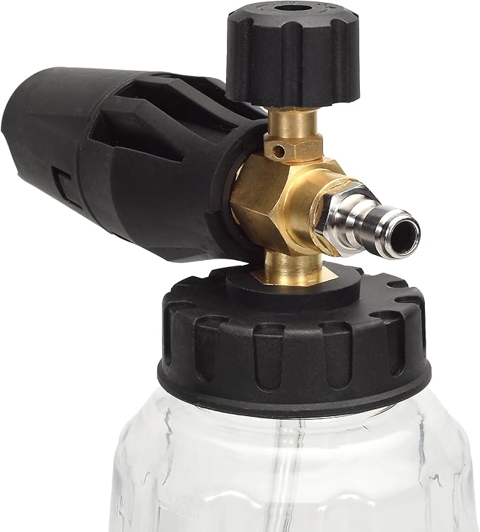Professional Foam Cannon for Pressure Washer – Wide Mouth Snow Foam Lance with Adjustable Spray Pattern – Heavy Duty Car Wash Soap Dispenser – 1/4" Quick Connector (Clear, 1 Liter)