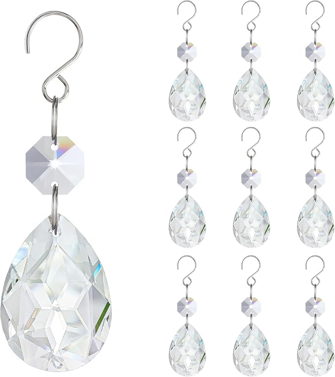 10 Pcs 3 Inch Clear Crystal Bauhinia Prisms Chandelier Decor | Clear Crystal Bauhinia Prisms Pendants Chandelier Replacement Beads Suncatcher Hanging for Window Wedding DIY Craft Decor