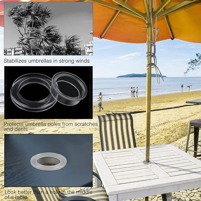 Prudiut 2 Inch Silicon Patio Table Umbrella Hole Ring for Standard Table Hole, 2 Set Umbrella Hole Ring Plug and Cap Set, Outdoor Patio Umbrella Plug for Patio Table