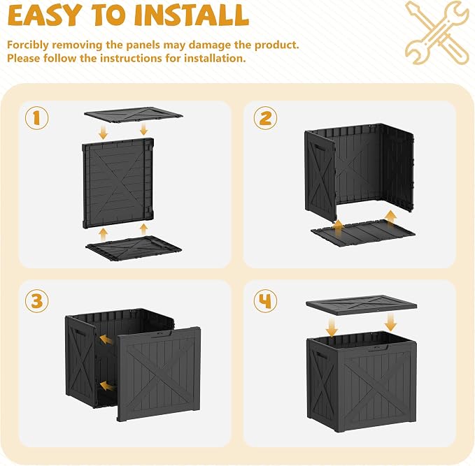 40-Gallon Outdoor Storage Box, Waterproof Deck Box for Patio Cushions, Garden Tools, Pool Accessories, Lockable Outside Storage Bin for Backyard & Deck (Black)