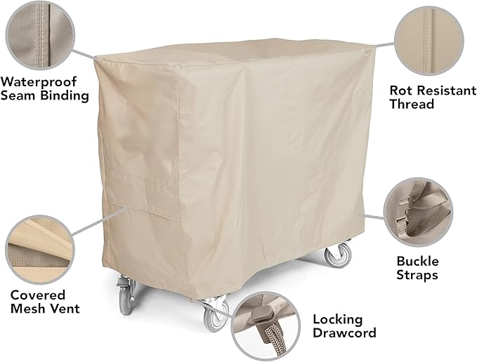 Covermates Ultima Outdoor Serving Cart Cover – Heavy-Duty All-Weather Patio Furniture Protector with Mesh Vent, 600D Ripstop Polyester, Drawcord & Buckle Straps, 50W x 30D x 34H, Ripstop Tan
