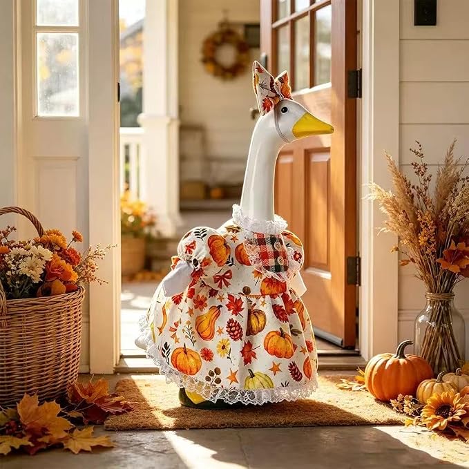 Porch Goose Outfit Set with Dress & Bow Accessories for 23" Goose Statue