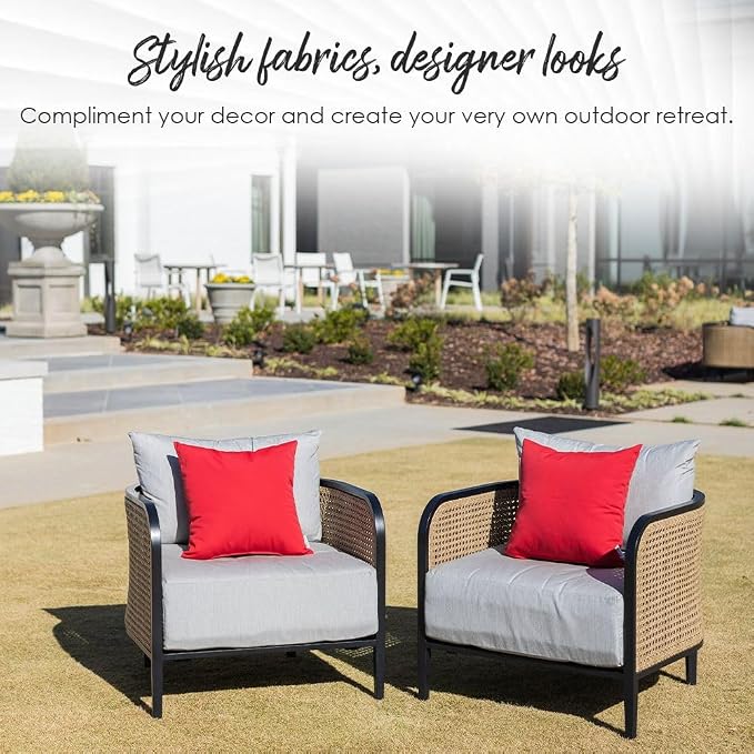 Indoor Outdoor Set of 4 Pillows Square and Lumbar Pillows, Choose Size and Color, (17" + 20" x 12", Eastman Berry Red Paisley)