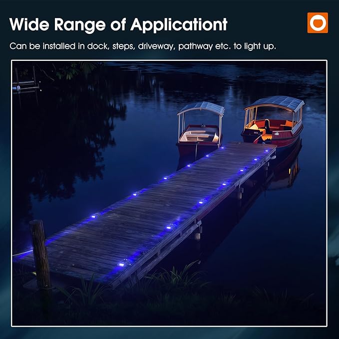 addlon Solar Dock Lights Marine 1 Pack, 2CCT Outdoor Driveway Marker Deck Lights, IP67 Waterproof, Solar Powered Deck Light for Pathway Warning Step Sidewalk Patio, Blue Light & Cool White, FCC
