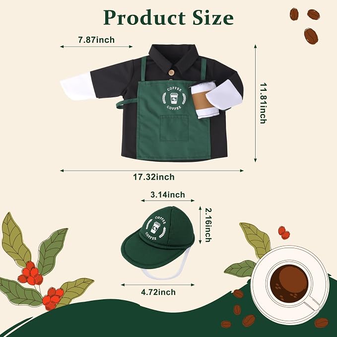 23 Inch Barista Porch Goose Outfits for Outdoor Garden Yard Decor | 3Pcs Coffee Theme Goose Clothes, Durable Weather-Resistant Fabric, Fun Decor Gift for Coffee Lovers