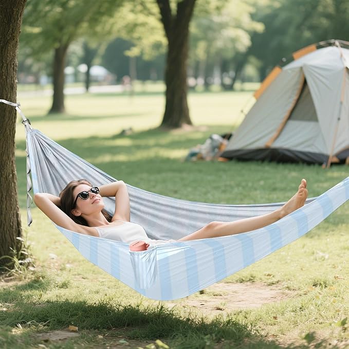 Blue Vertical Stripes 330lb Capacity Outdoor Hammocks with Hanging Ropree Hammock for Outside Patio Garden hamaca para acampar