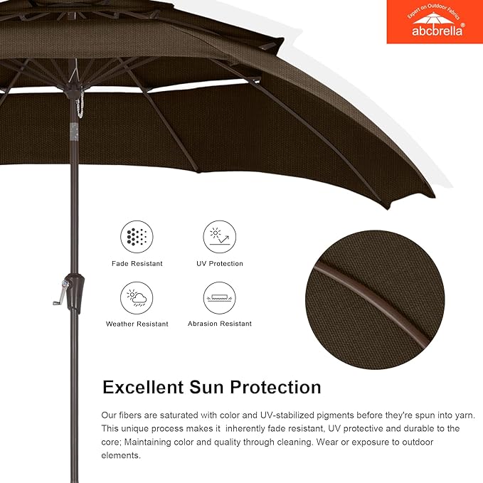 ABCCANOPY 5-Year 10-Year No Fading 9FT 3 Tiers Patio Umbrella, Outdoor Table Umbrella with 8 Sturdy Ribs for Deck, Backyard, Garden, Yard