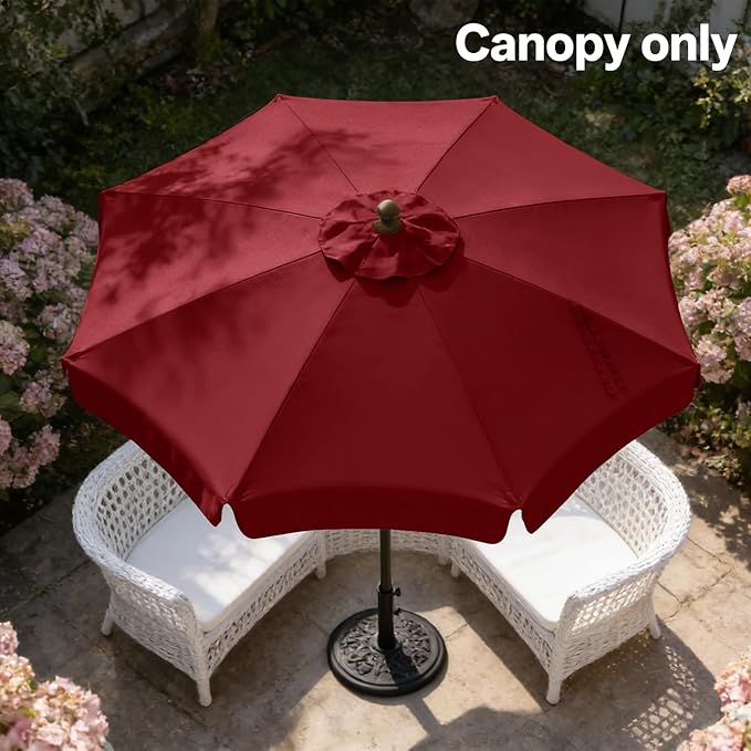 MASTERCANOPY Valance Patio Umbrella 10 ft Replacement Canopy for 8 Ribs-Burgundy Canopy Only