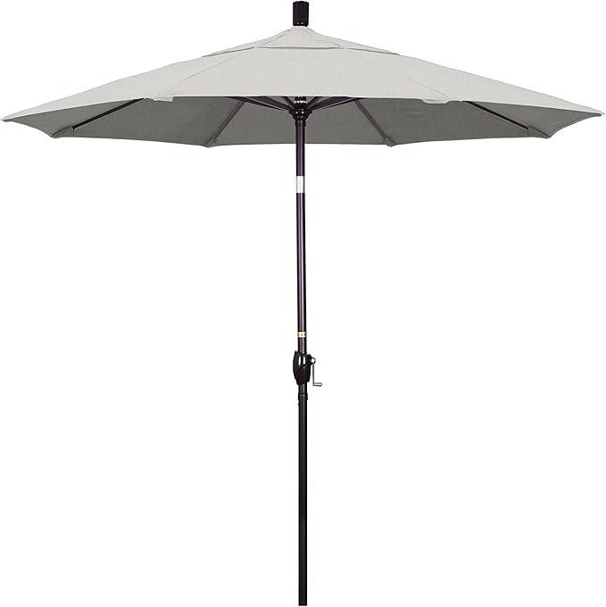 California Umbrella 7.5' Round Aluminum Market Umbrella, Crank Lift, Push Button Tilt, Bronze Pole, Sunbrella Granite