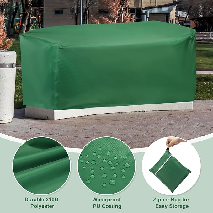 PATIKIL Outdoor Bench Cover, 210D Oxford Heavy Duty Waterproof Patio Furniture Covers for Garden Sofa Chair Table Zero Gravity, 53"L x 26"W x 35"T, Green
