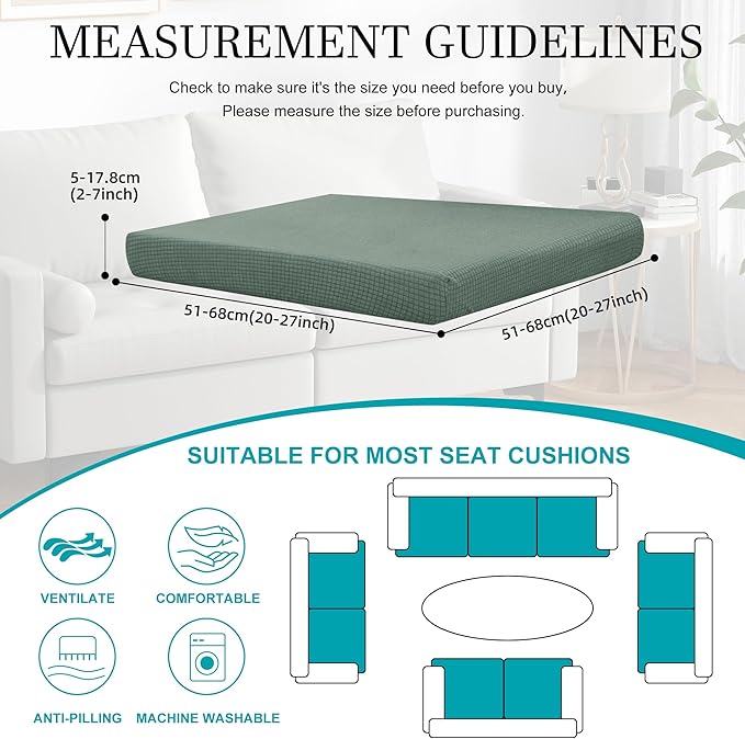 BIETYONE 14Pcs Stretch Patio Cushion Covers,Outdoor Couch Covers Replacement,Outdoor Couch & Sofa Slipcovers,for Patio Furniture Cushion Covers,Washable Reusable Furniture Protector (Cyan,Cover Only)