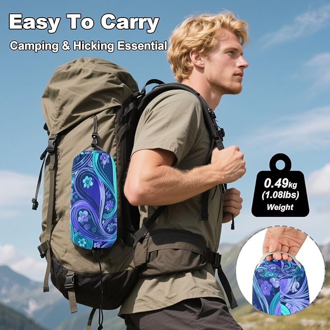Purple Blue Paisley Outdoor Hammocks with Tree Straps Fabric Hammock for Camping & Hiking Essential
