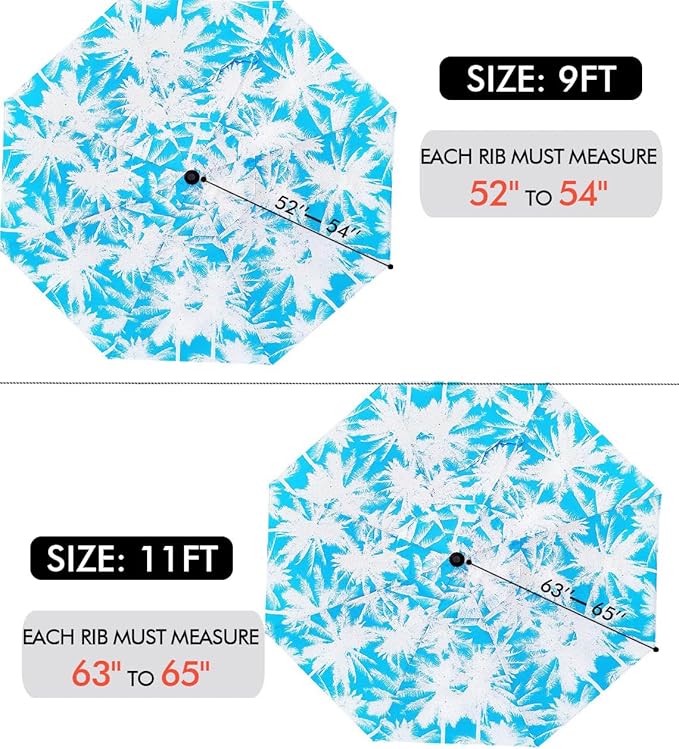 ontheway 11FT Patio Umbrella Enhanced Replacement Canopy Market Table 8 Ribs Umbrella Canopy
