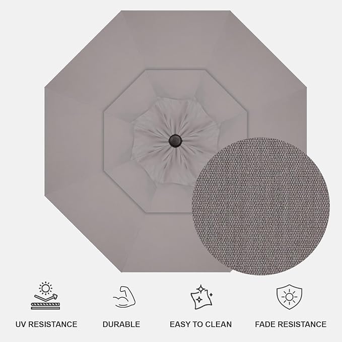 Treasure Garden AKZ PLUS Cantilever Umbrella 13' Octagonal Obravia Boulder Canopy and Black Frame with Rolling Base