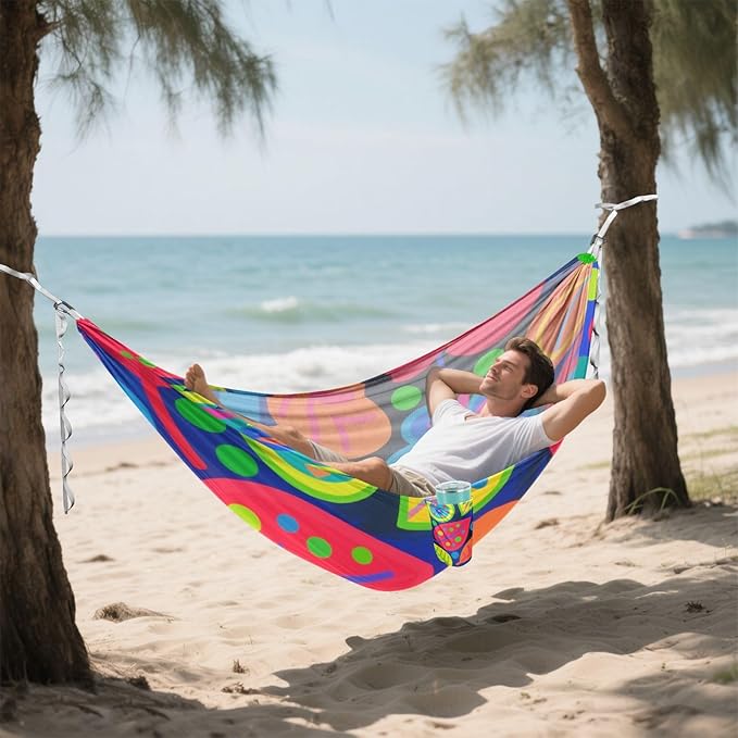 Cartoon Colorful Butterfly Leaves 330lb Capacity Hammocks for Camping with Tree Straps Tree Hammock for Outside Patio Backyard Poolside soporte para hamacas para adultos