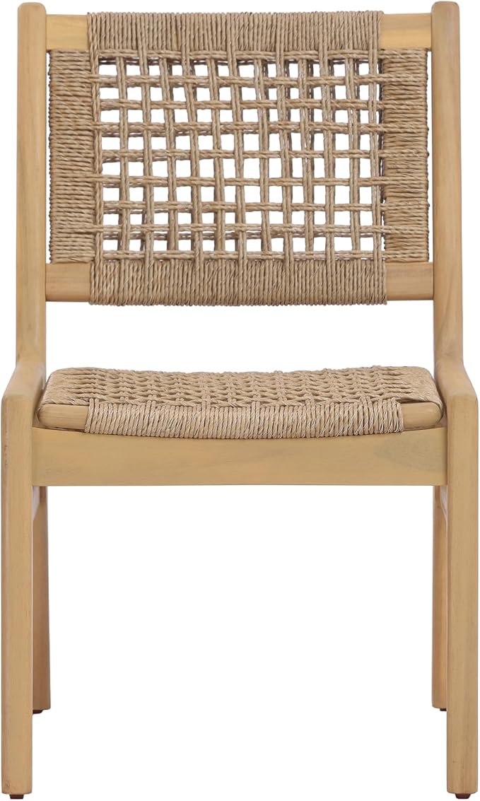 Christopher Knight Home Levi Acacia Wood Dining Table Set for 6, Solid Wood Outdoor Dining Set for 6, 7 Piece Patio Dining Table and Chair Set with Wicker Seat & Back, Light Brown + Light Teak