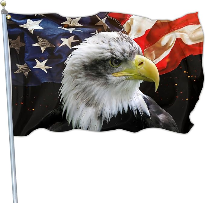 Bald Eagle American Flag Memorial Day 4th of July Flags for Outside 3x5 Double Sided Veterans Day 911 Flag Outdoor House Yard Decorations Banner
