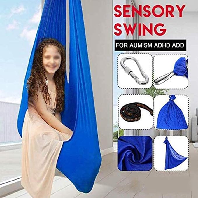 Indoor Sensory Therapy Swing Set Hanging Cuddle Hammock Chair for Kids Children Special Needs ADHD Autism Toys Up to 200kg (Color : Black, Size : 100 x 280 cm)