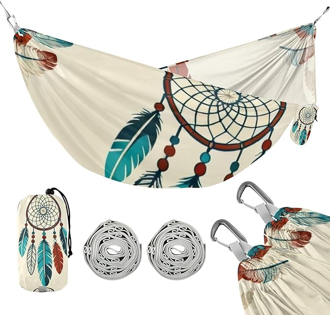 Dreamcatcher Pattern Camping Hammocks Fabric Hammock for Outside Patio Backyard Poolside