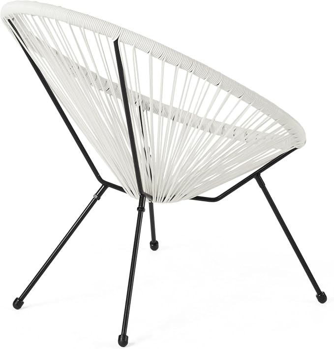 Christopher Knight Home Outdoor Hammock Weave Chair with Steel Frame (Set of 2) - White and Black Finish