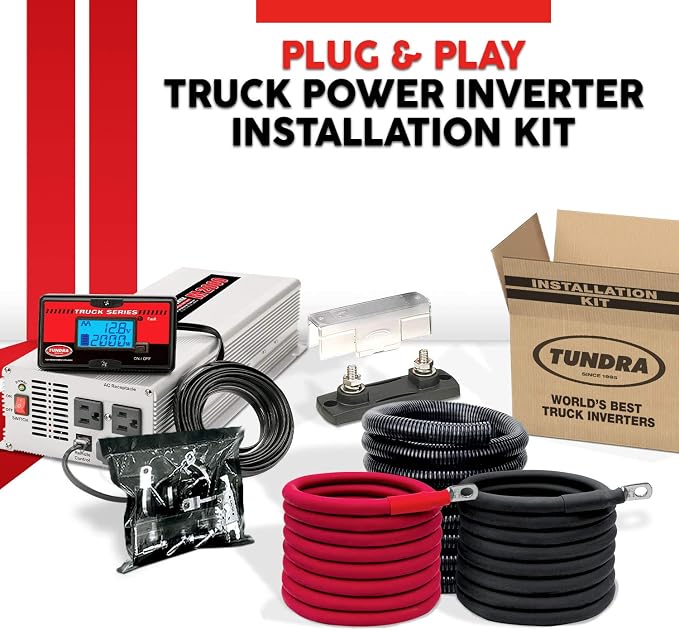 Tundra Heavy Duty Installation Kit for Truck Power Inverters M1500/ S1200/ M2524/ S2524 (24V) | Highest Safety Rating Cables with Short-Circuit & Overload Protection (6ft) (CM1506)