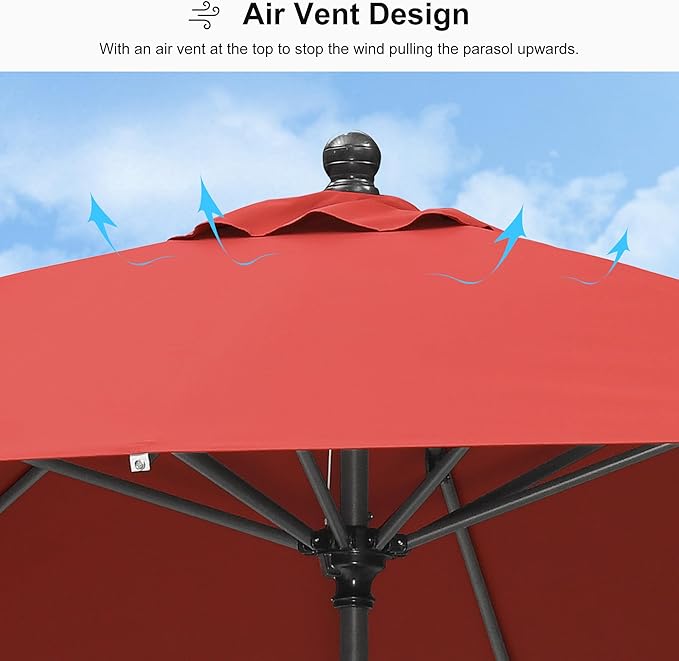 PURPLE LEAF 11.5' x 8' Patio Market Umbrella Outdoor Table Sun Umbrellas with Crank 8 Aluminum Sturdy Ribs for Pool Deck Backyard Beach Terra
